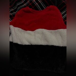 Red, White, and Black Fuzzy Sweater